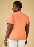 Puff Sleeved Stretch Cotton Tee