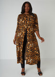 Split Front Leopard Duster