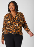 Animal Print Faux Wrap Top