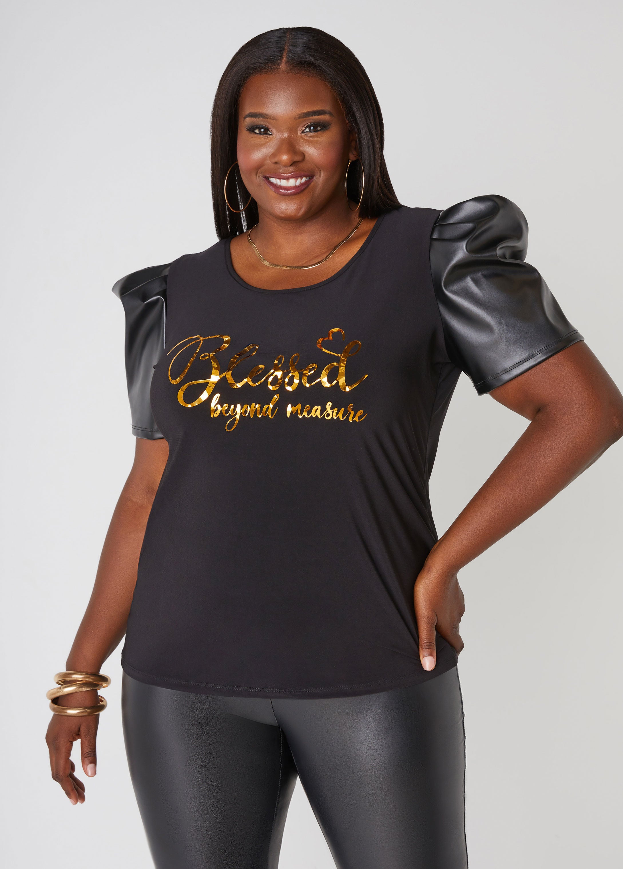 Plus Size Chic Graphic Top Plus Size Going Out Top