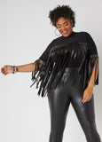 Fringed Faux Leather Knit Top