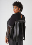 Fringed Faux Leather Knit Top