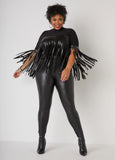 Plus Size Faux Leather Fringed Top Plus Size Going Out Top