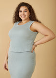 Plus Size Fitted Ribbed Tank Top Plus Size Matching Set