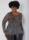 Plus Size Sequin Mesh Top Plus Size Metallic Top