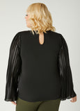 Pleated Satin Paneled Top