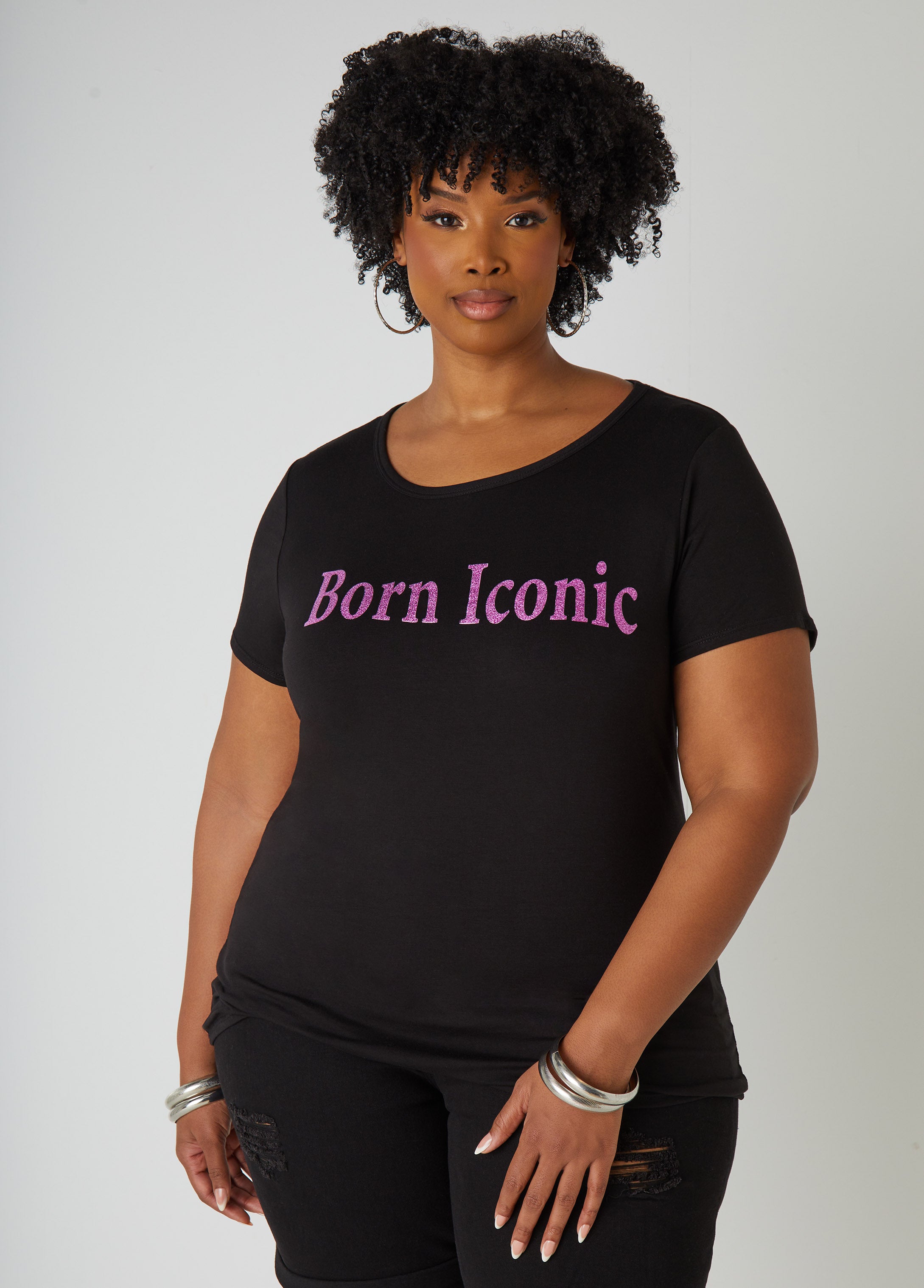 Born Iconic Glittered Graphic Tee