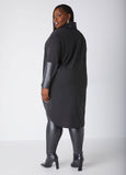 Faux Leather Paneled Hi Low Tunic