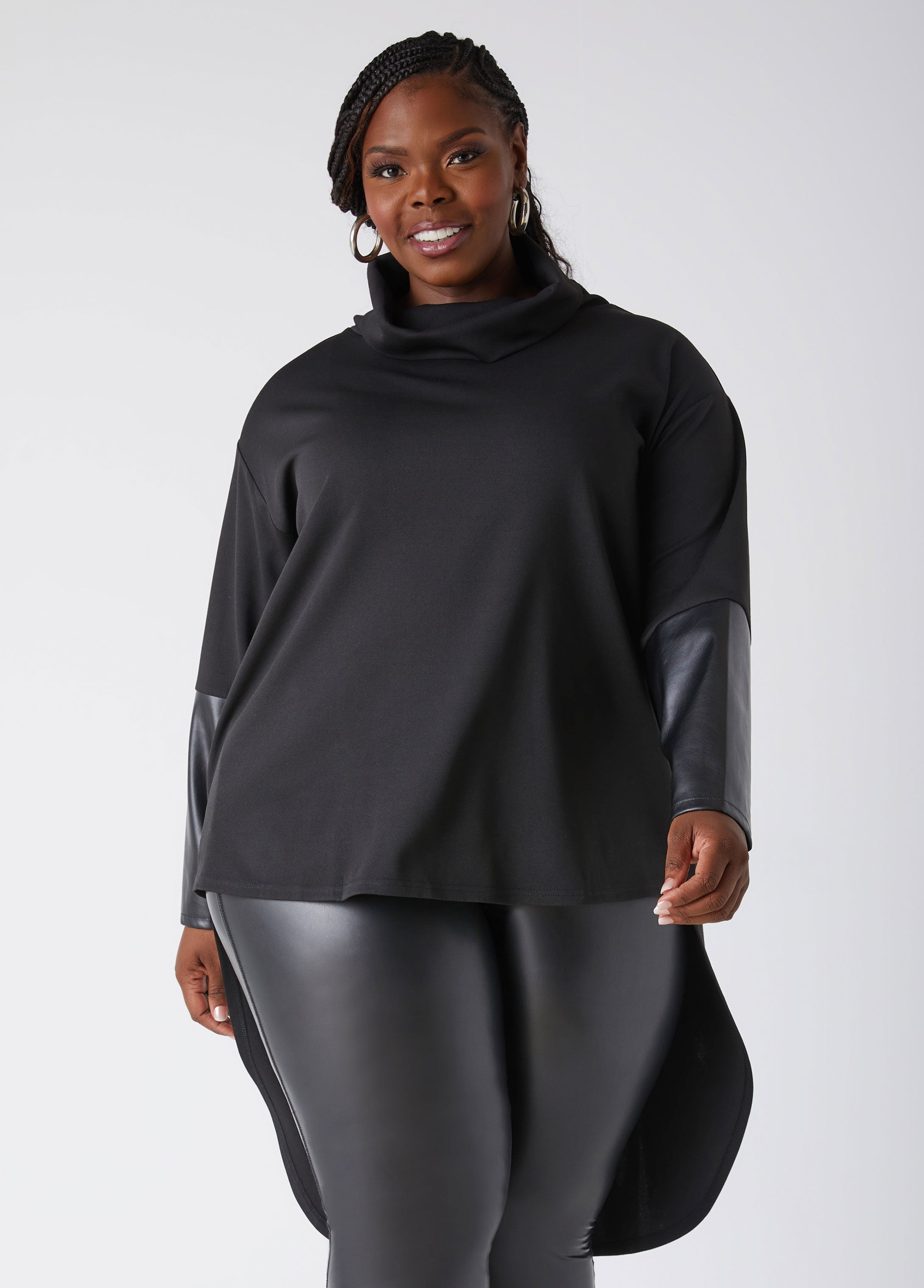 Plus Size Cowl Tunic Plus Size Knit Top Plus Size Jersey Top