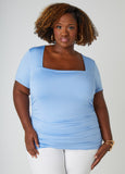 Plus Size Ruched Square Neck Top