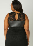 Lace Paneled Faux Leather Bodysuit