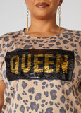 Queen Sequined Leopard Print Tee