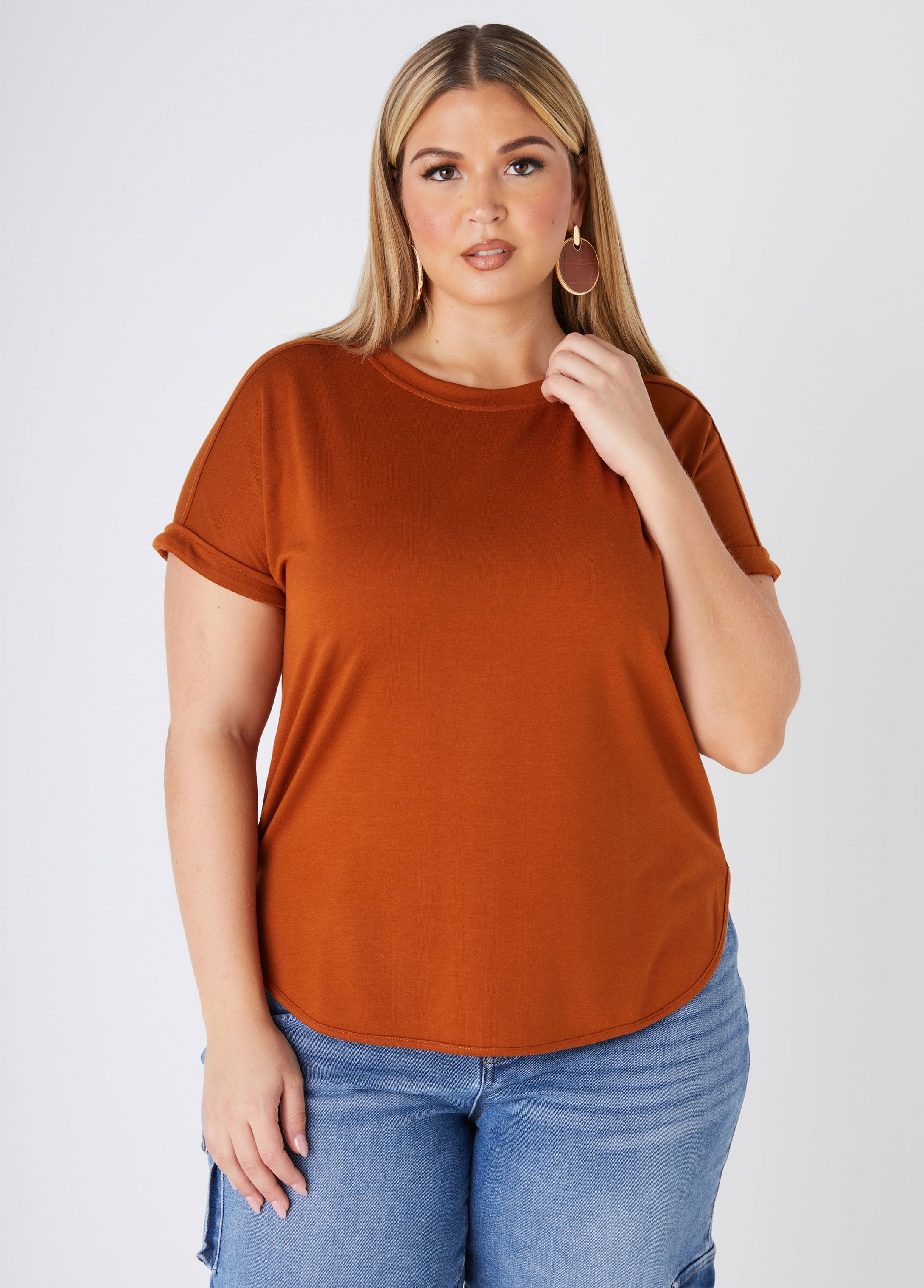 Plus Size Long Sleeve Tees Plus Size Basic T Shirt Plus Size Top