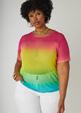 Plus Size Ombre Mesh Tee Plus Size 90s Fashion Matching Set