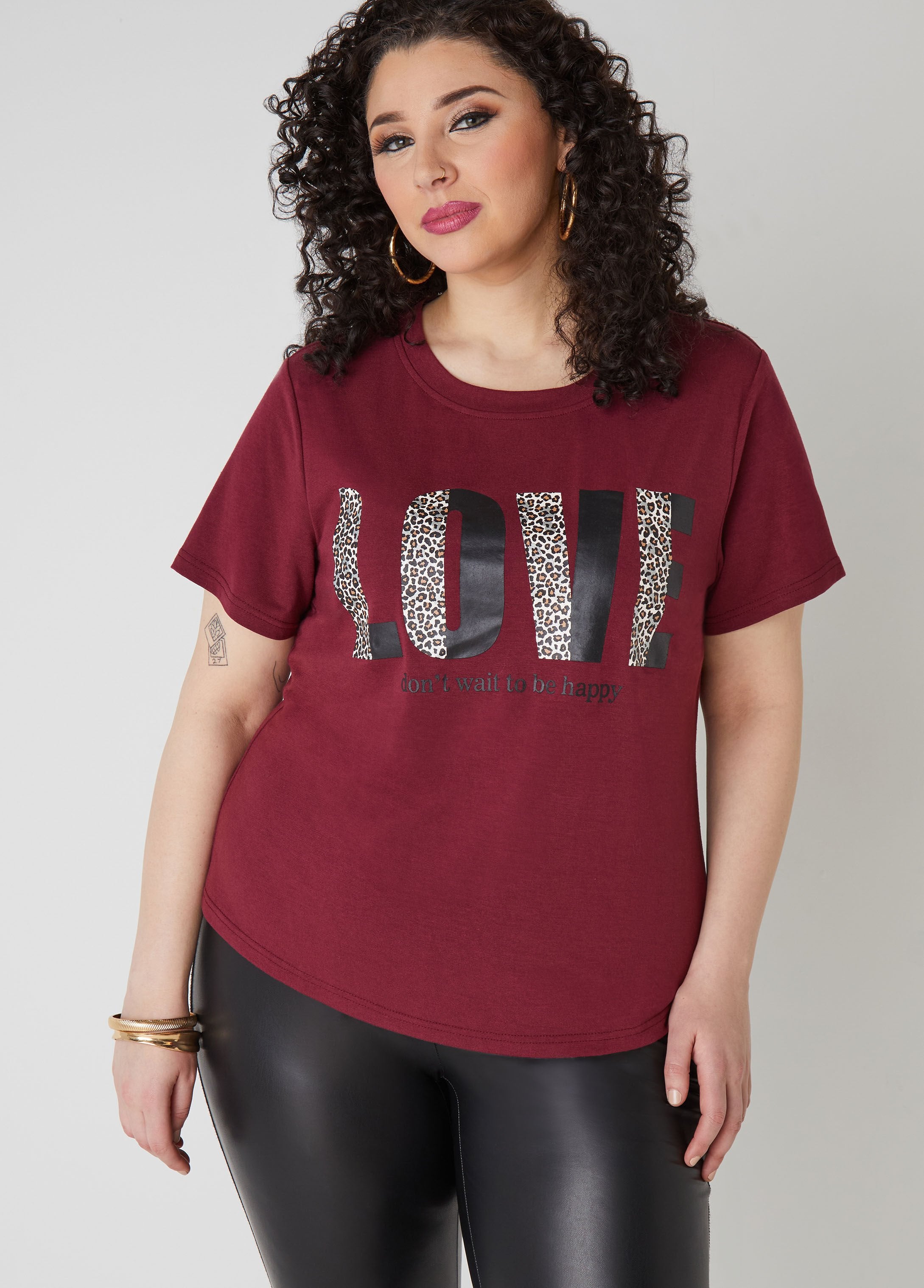 Plus Size Dont Wait To Be Happy Graphic Tee Plus Size T Shirt