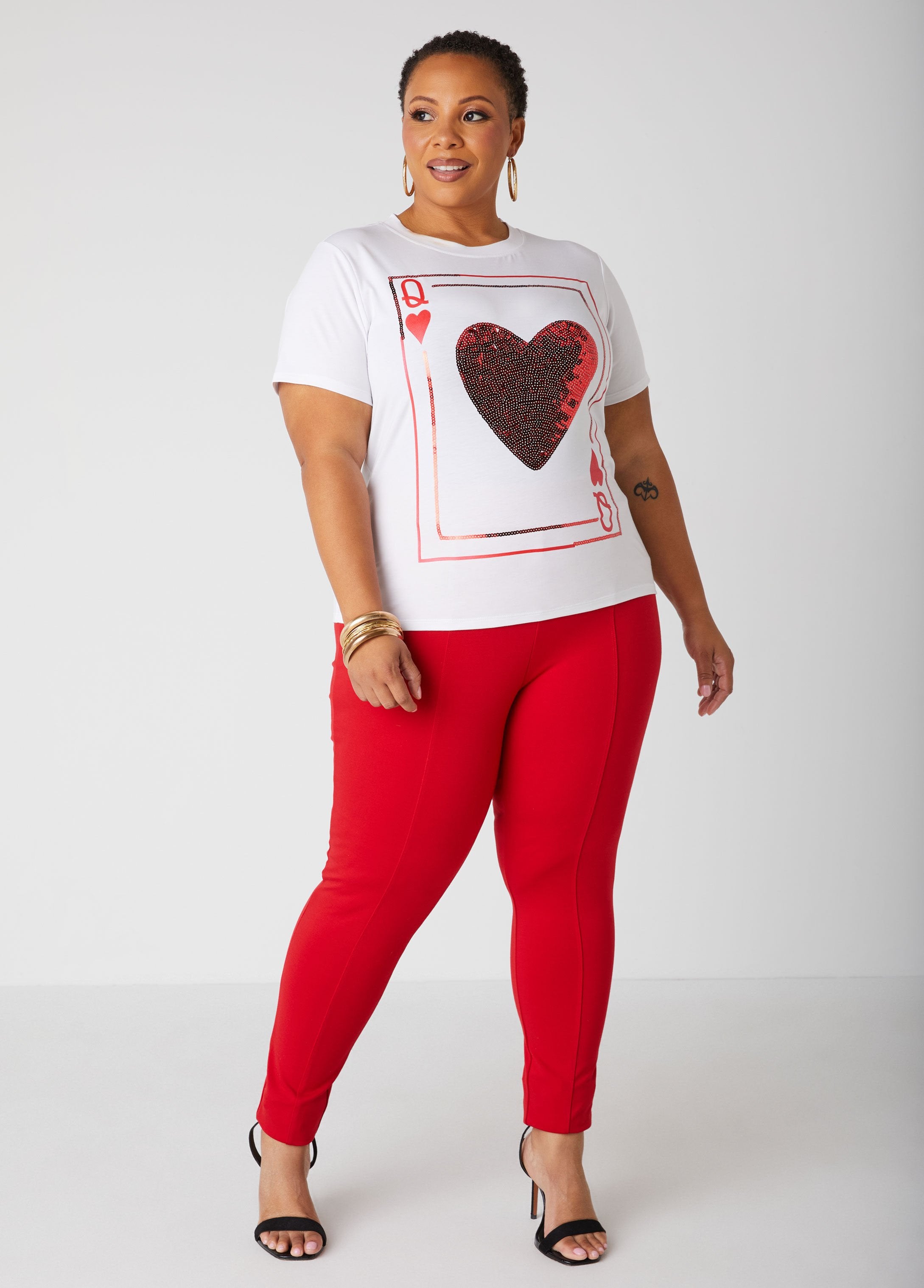 Plus Size Queen Hearts Jersey Tee Shirt Plus Size Graphic Tees