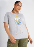 Plus Size Studded Graphic Tee Shirt Plus Size Jersey T Shirts