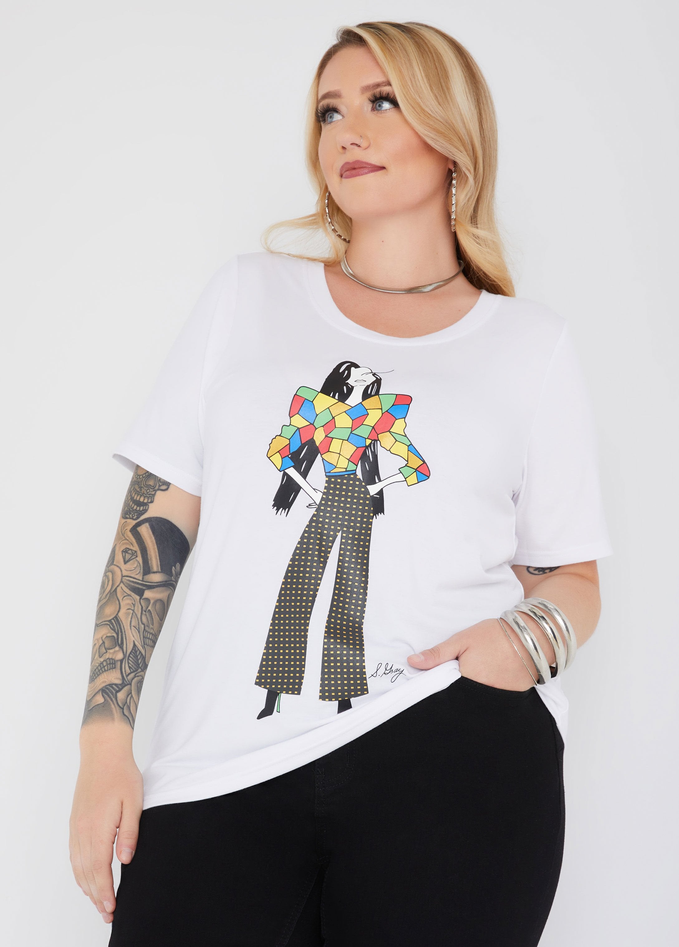 Plus Size Model Graphic Tee Shirt Plus Size Jersey T Shirts