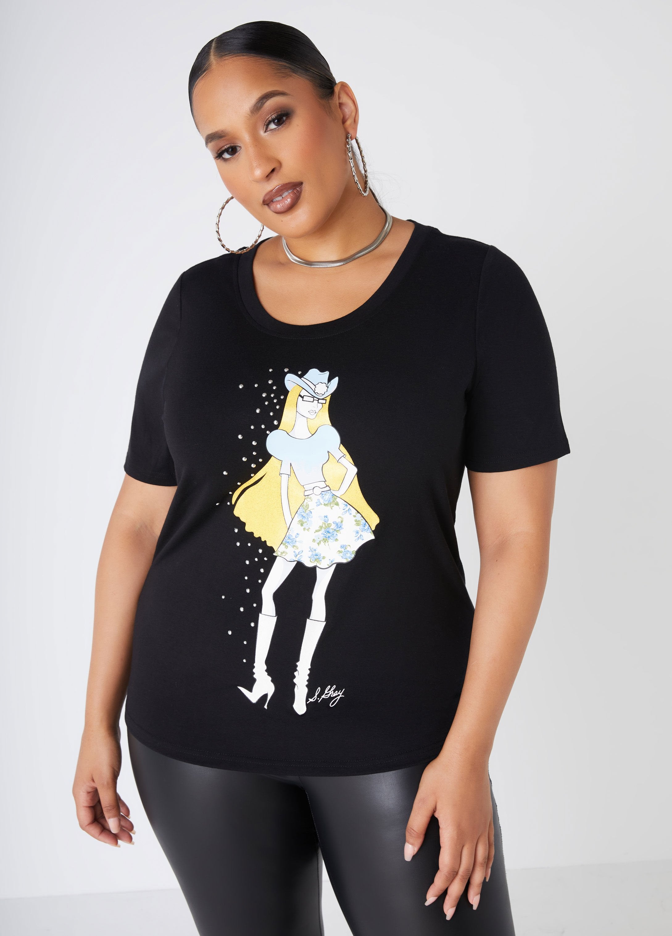 Plus Size Cowgirl Graphic Tee Shirt Plus Size Jersey T Shirts