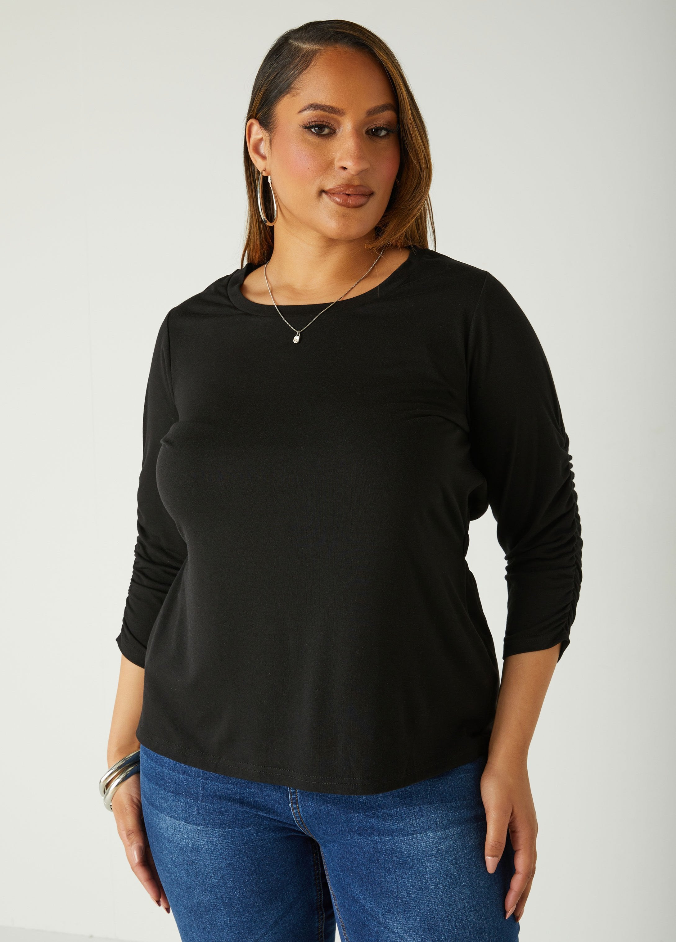 Plus Size Jersey Top Plus Size Knit Top Plus Size Paneled Top