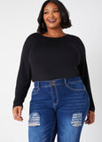 Plus Size Long Sleeve Tees Plus Size Basic T Shirt Plus Size Tops