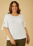 Grommet Detailed Stretch Knit Top