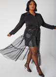 Pleated Tulle Paneled Duster