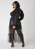 Pleated Tulle Paneled Duster