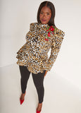 Rose Embellished Leopard Print Top