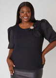 Plus Size Embellished Poplin Sleeved Top