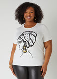 Plus Size Beaded Embroidered Profile Tee Plus Size T Shirt