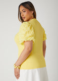 Rosette Sleeved Ribbed Top