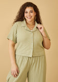 Plus Size Textured Shirt Plus Size Trendy Knit Matching Set