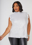 Plus Size Plisse Satin Top Plus Size Shirred Plus Size Party Tops