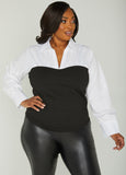 Plus Size Poplin Shirt Plus Size Tops Black And White Fashion Tops