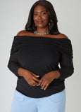 Plus Size Off The Shoulder Top Plus Size Mesh Party Top