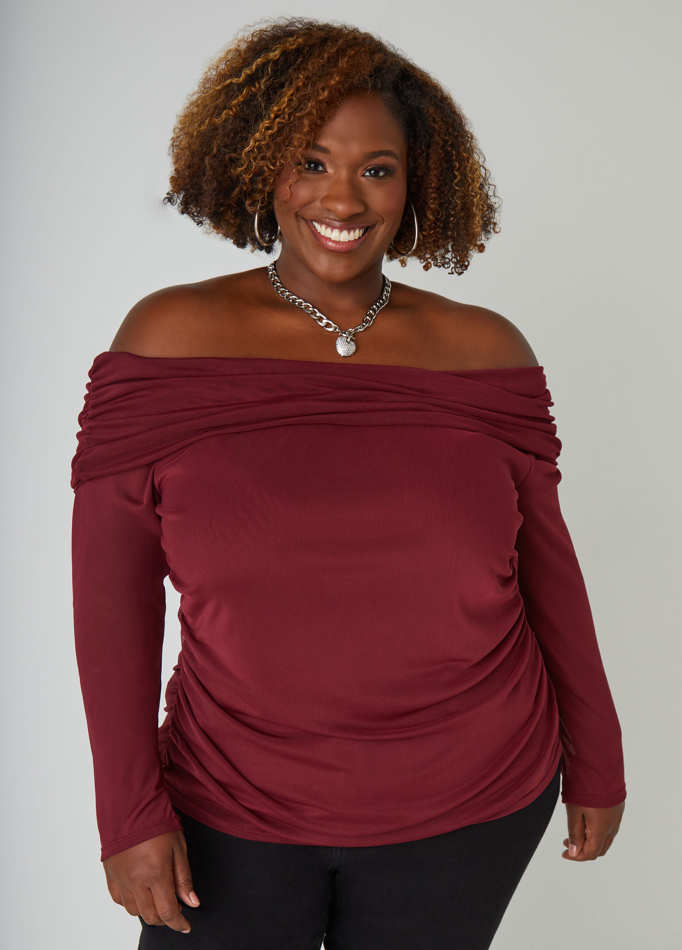 Plus Size Off The Shoulder Top Plus Size Mesh Party Top