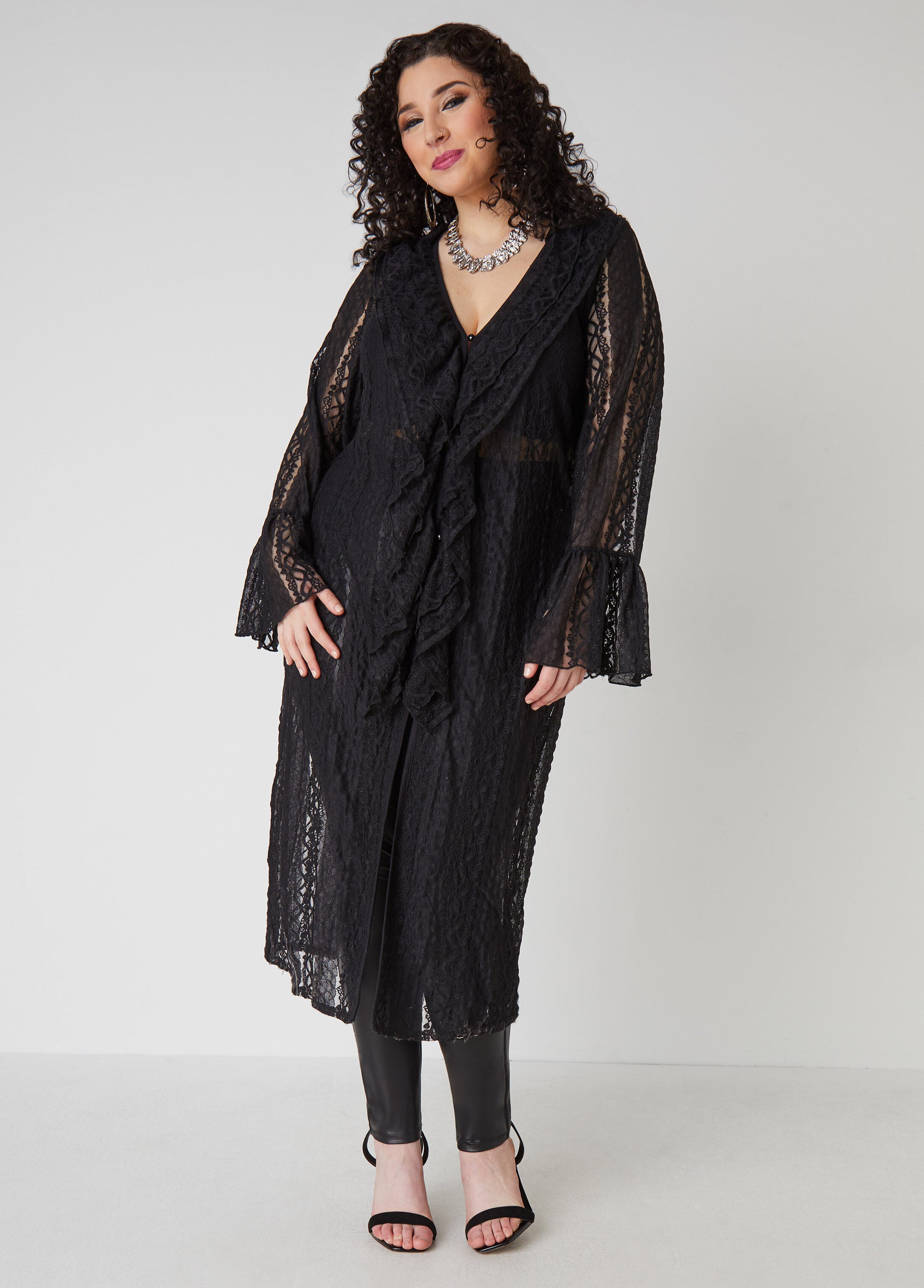 Plus Size Lace Duster Plus Size Trendy Sheer Layered Duster