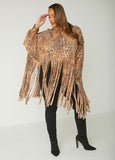 Fringed Animal Print Top