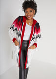 Plus Size Best Knitwear Zigzag Two Pocket Hooded Cardigan