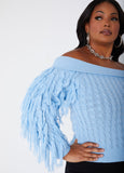 Off The Shoulder Fringed Sweater