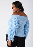 Off The Shoulder Fringed Sweater