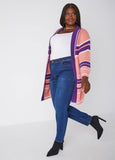 Striped Open Front Cardigan