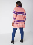 Striped Open Front Cardigan