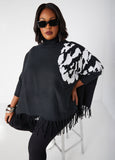 Jacquard Turtleneck Poncho