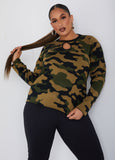 Plus Size Animal Knit Sweater Plus Size Keyhole Knit Top