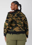 Distressed Cutout Camo Sweater