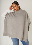 Ribbed Knit Mock Neck Cape