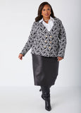 Plus Size Double Breasted Jacquard Knit Tailored Chic Peplum Blazer