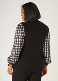 Houndstooth Paneled Turtleneck Sweater